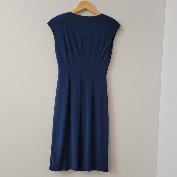 Teal Formal Evening Cocktail Dress Size 4 Faux Wrap Mini Dress - Picture 5 of 9